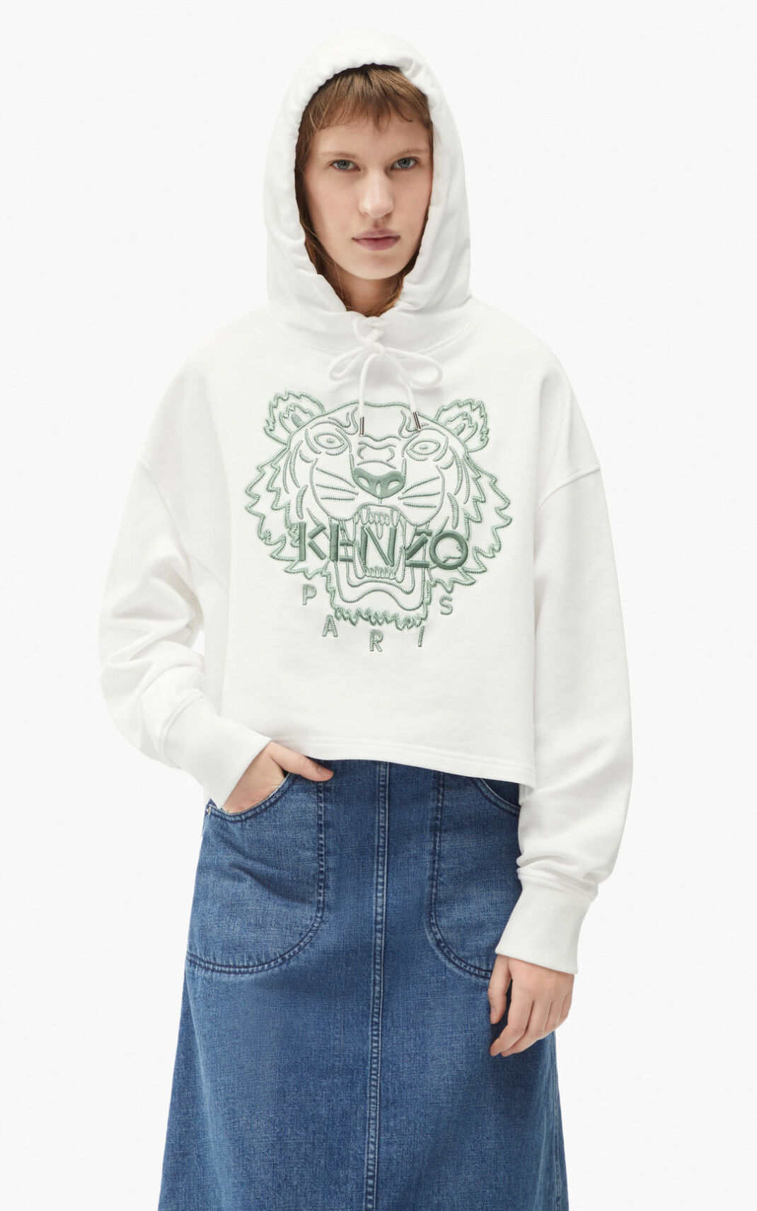 Sudaderas Con Capucha Kenzo Tiger boxy Mujer Blancas YSW210748